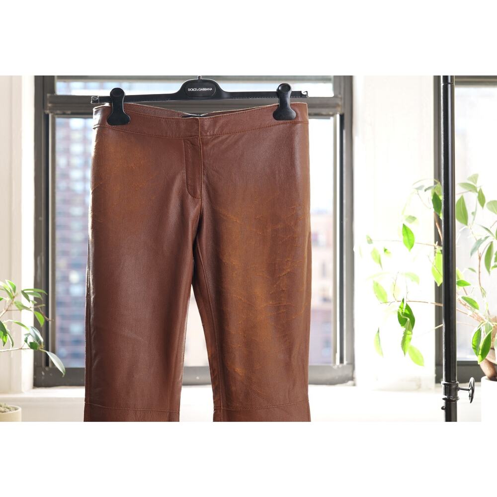 Dolce & Gabbana Vintage Brown Runway Leather Pants (Size IT44) - Picture 2 of 9
